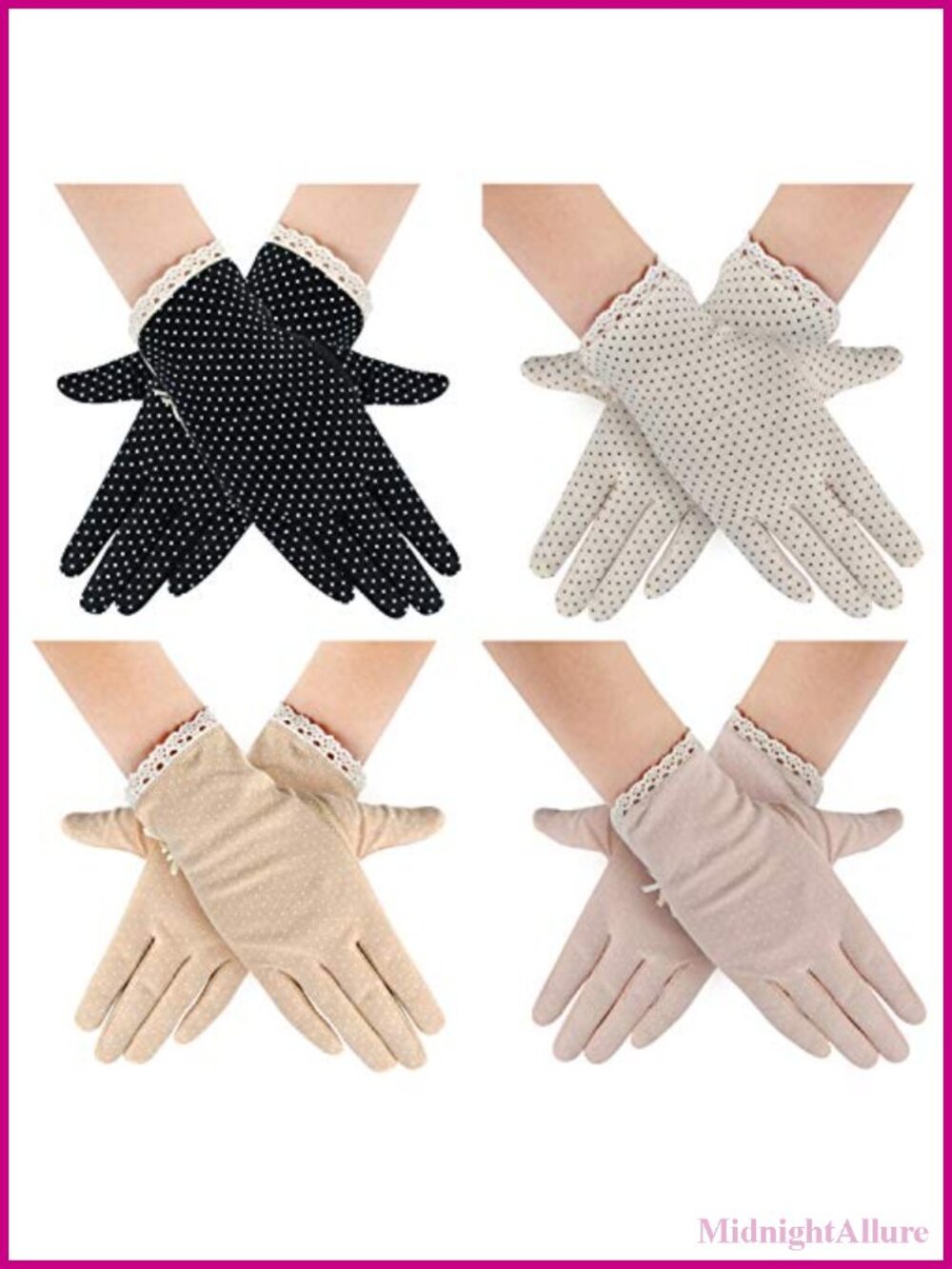 Cotton Lace UV Protection Driving Gloves Anti-Skid Sun Gloves